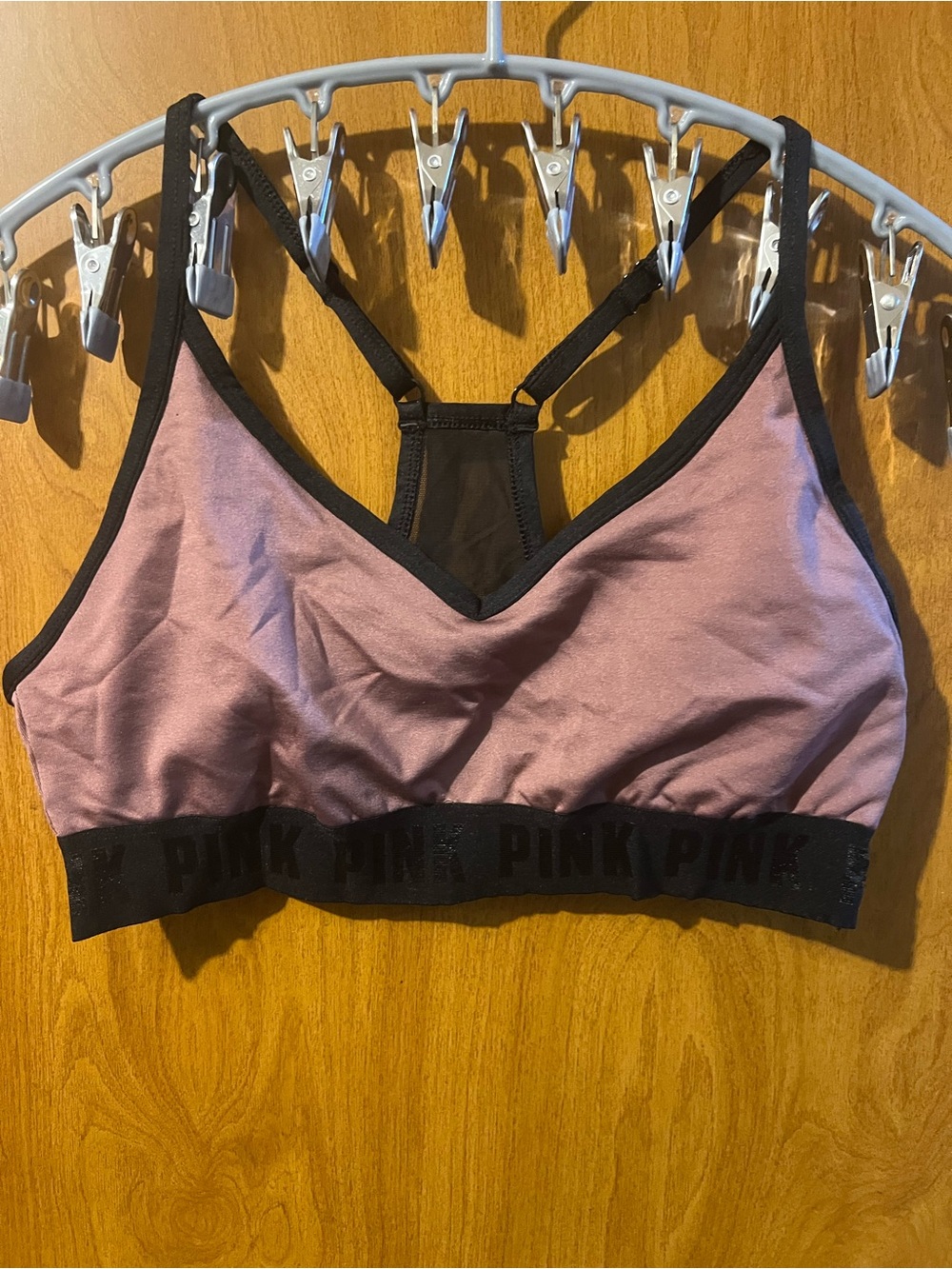 PINK Victoria's Secret Mauve Wireless Bralette with Black Trim